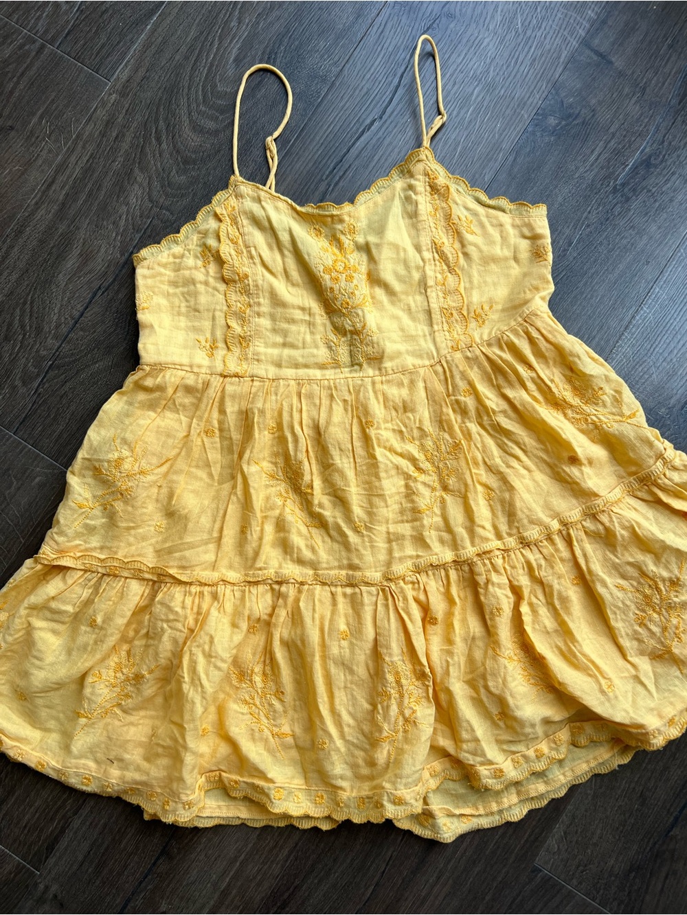 Yellow Embroidered Sun Dress